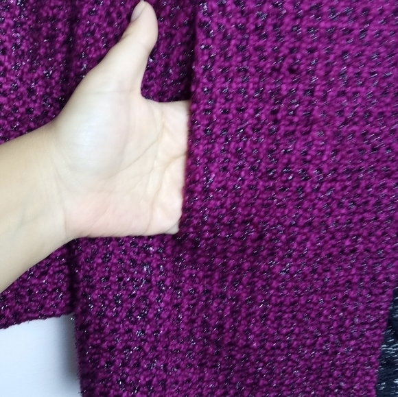 Neiman Marcus Exclusive Burgundy Red/Black Metallic Wool Blend Blazer size 16 - Picture 10 of 14